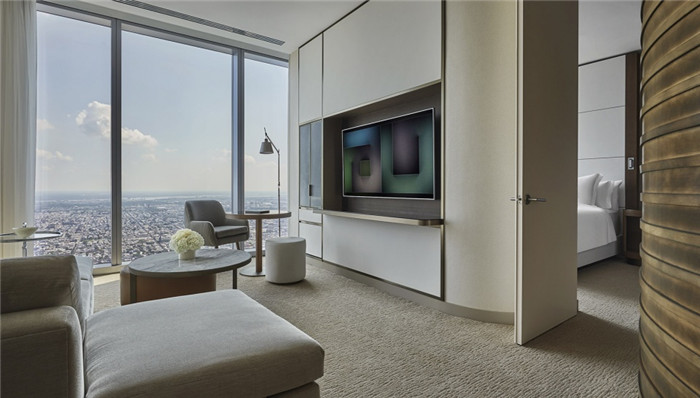 酒店套房客廳設(shè)計-勃朗設(shè)計分享摩登都市風(fēng)美國費(fèi)城四季酒店設(shè)計