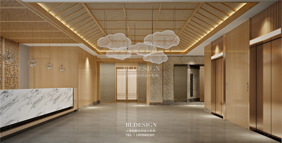 鄭州瀾亭湯泉汗蒸廣場接待臺設(shè)計效果圖