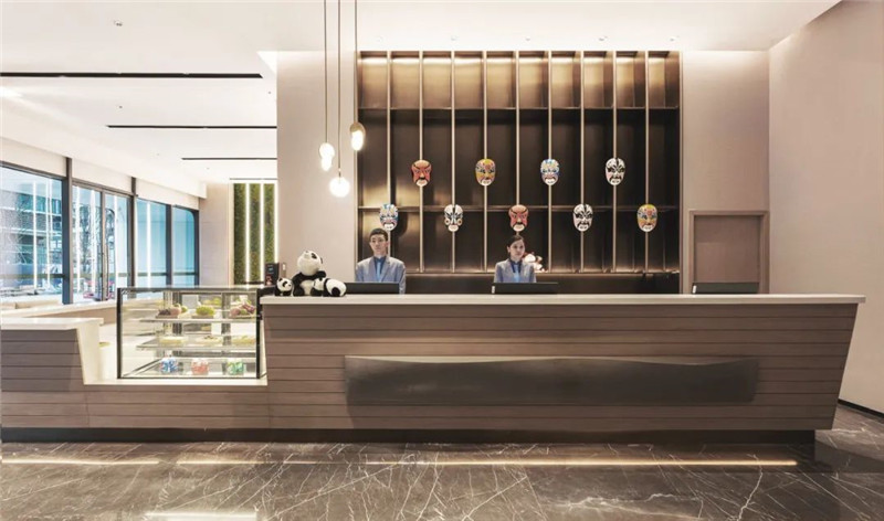 大廳接待臺設(shè)計-四川成都世茂龍泉睿選商務(wù)酒店設(shè)計案例
